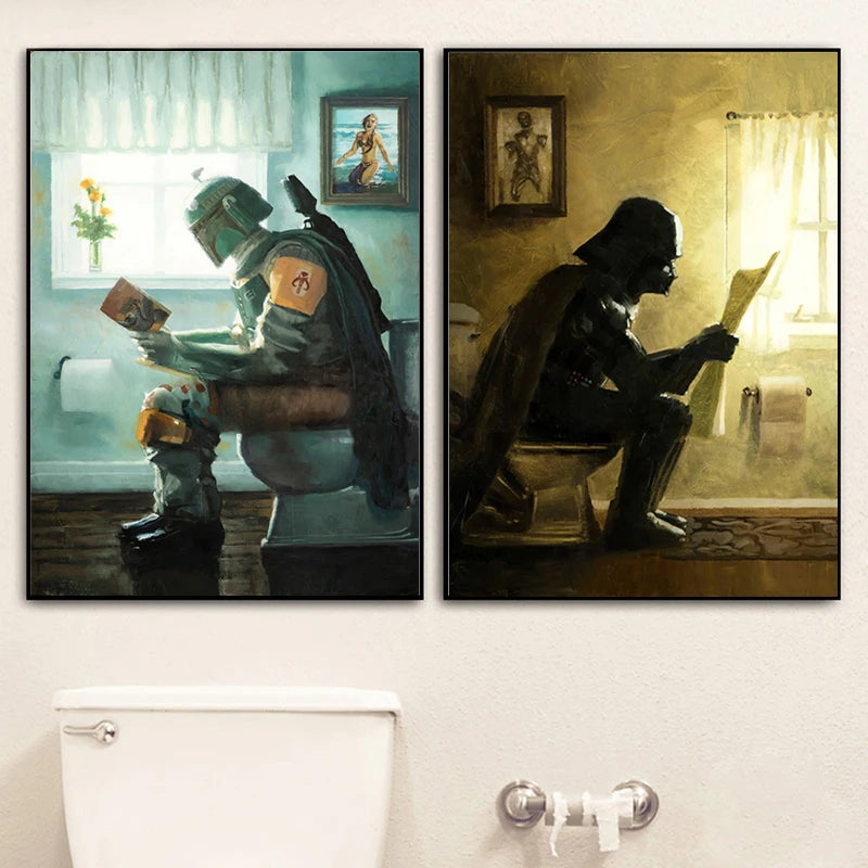 Darth Vader Star Wars Bathroom Art Prints Watercolor Boba Fett Poster Funny Toilet Sign Canvas Painting Restroom Wall Decor Darth Vader Star Wars Bathroom Art Prints Watercolor Boba Fett Poster Funny Toilet Sign Canvas Painting Restroom Wall Decor
